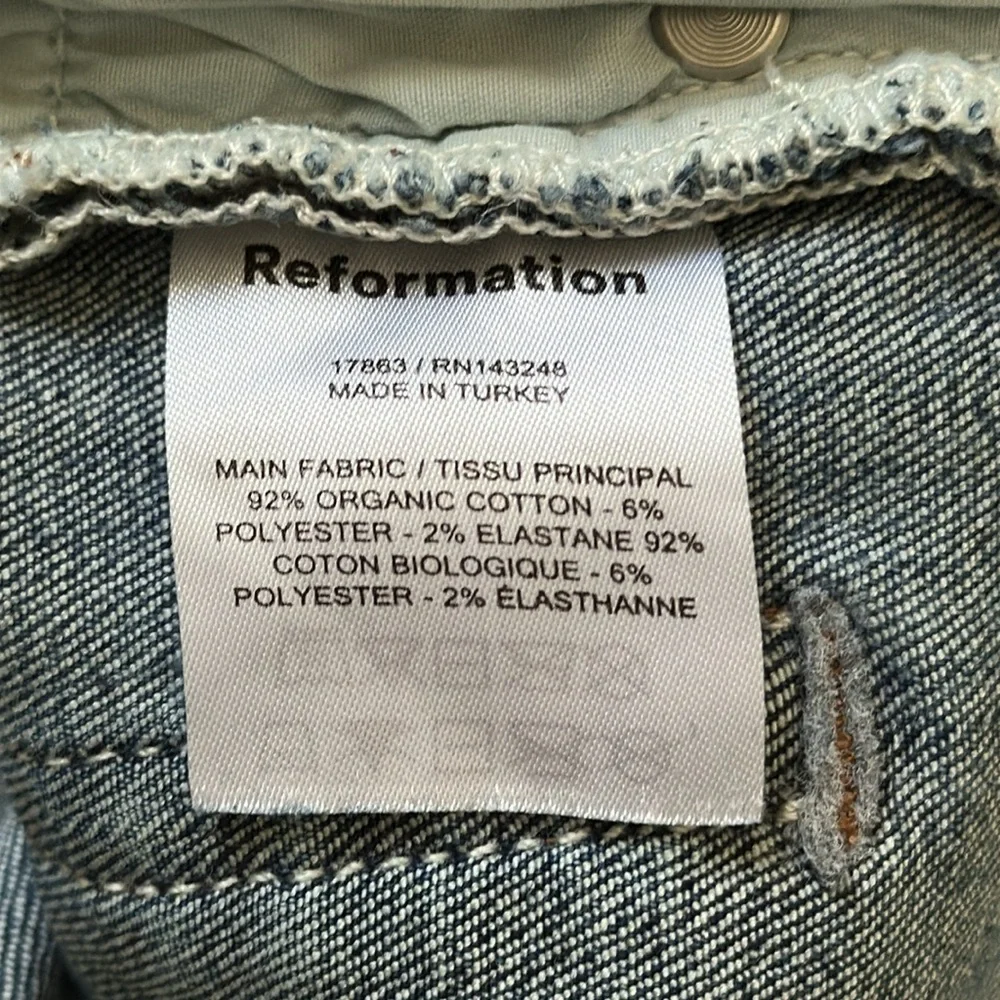Reformation Jeans Blue Denim Organic Cotton Size 29 - Picture 7 of 8